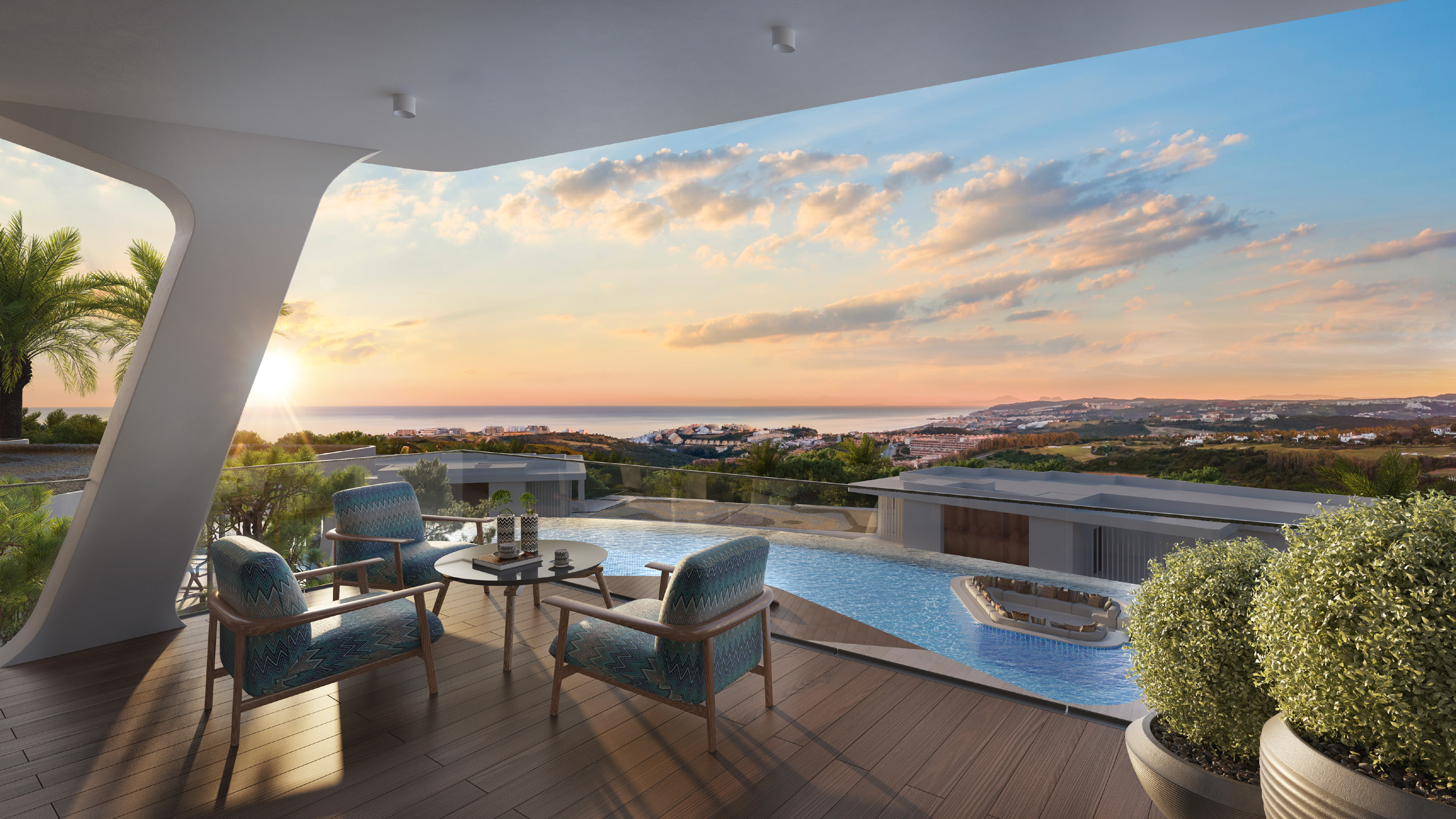 Terrace overlooking the Costa Del Sol coastline