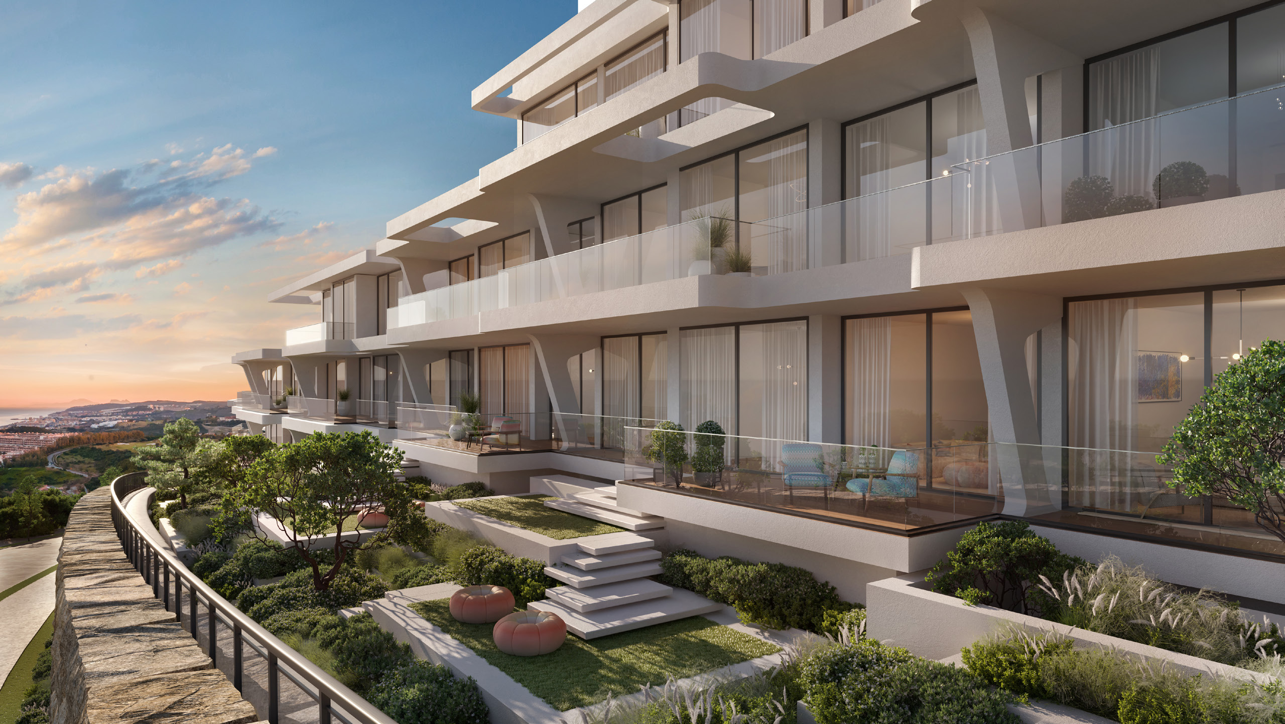 Terraced botanical gardens of the residential community