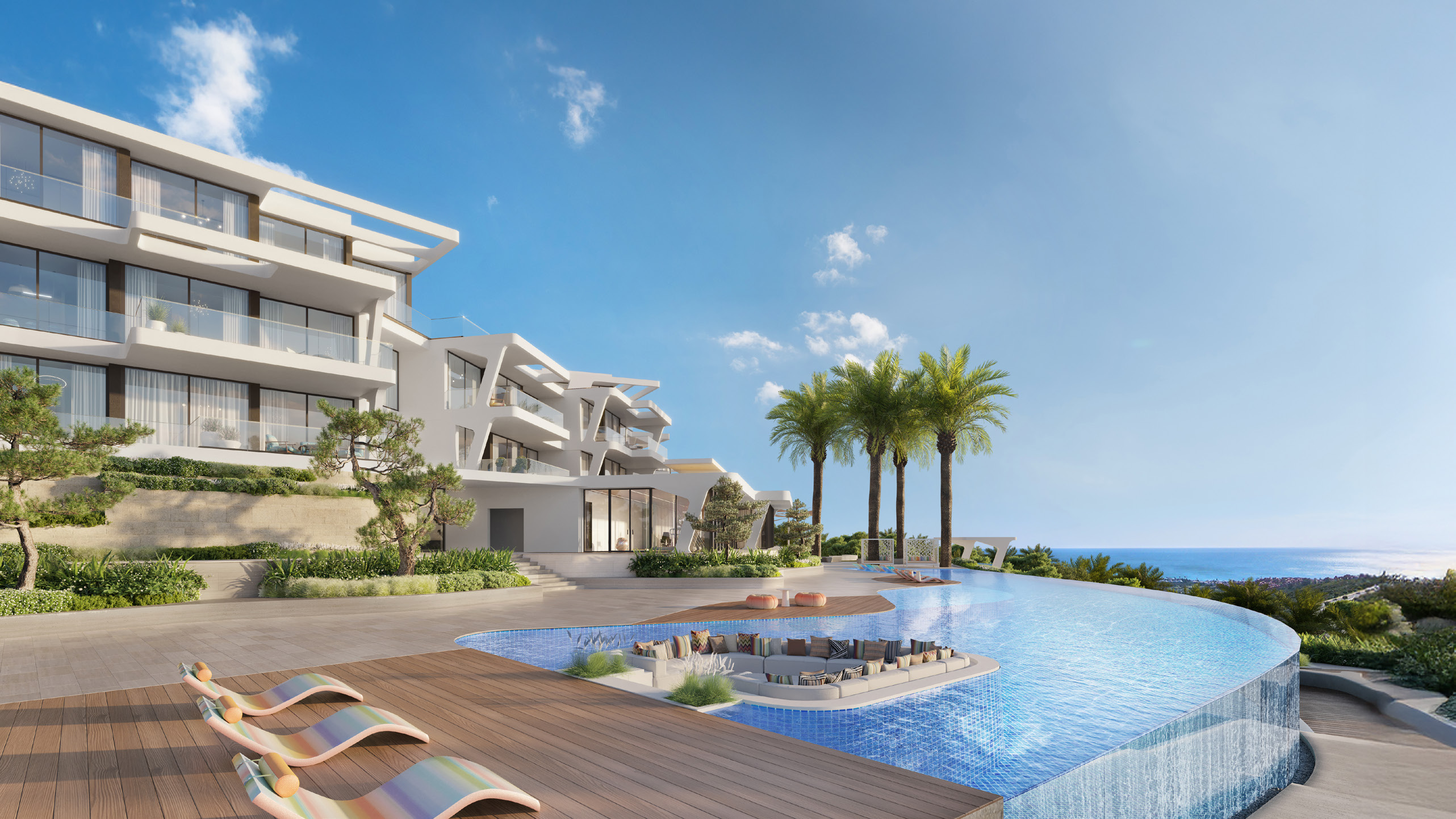 Infinity pool and luxury amenities at Marea Missoni residences