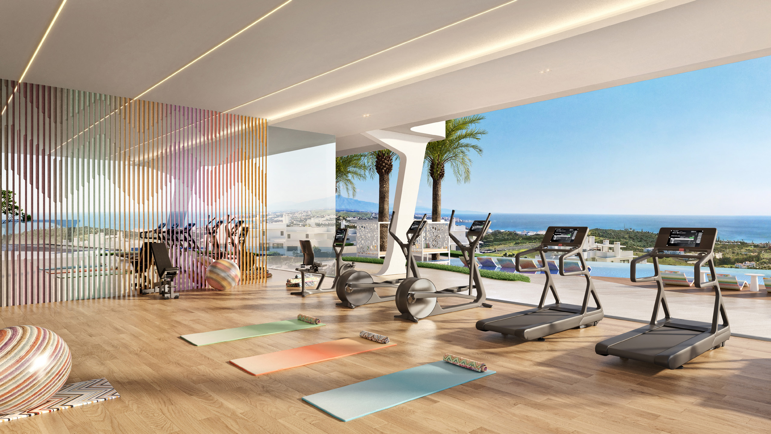 Missoni-designed fitness centre at Marea luxury apartments Casares